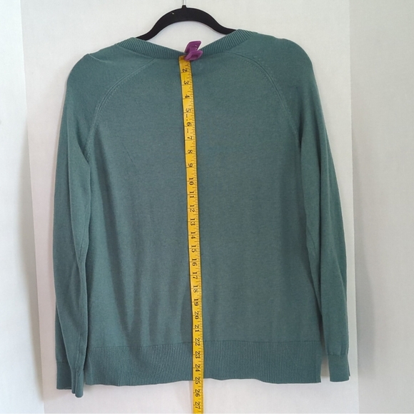 Lucky Brand Teal Green V Neck Long Sleeve Pullover Sweater Size S - Picture 3 of 9